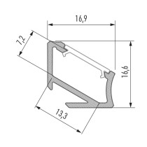 Profil typ H 1m aluminiowy anodowany srebrny kątowy 30°/60°