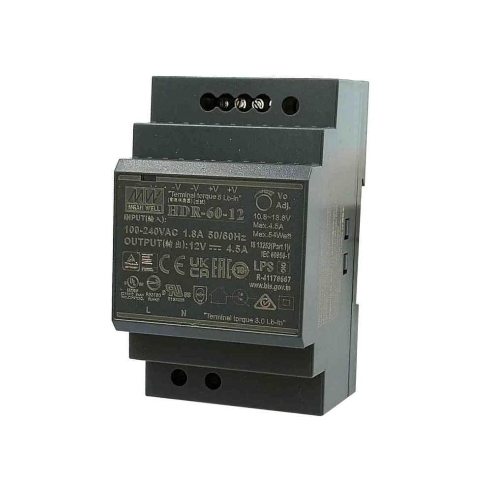 Zasilacz Mean Well HDR-60-12 54W 12V DC  na szynę DIN