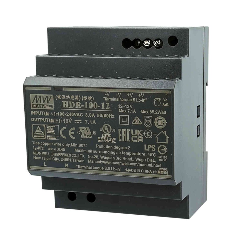 Zasilacz Mean Well HDR-100-12 85W 12V DC  na szynę DIN