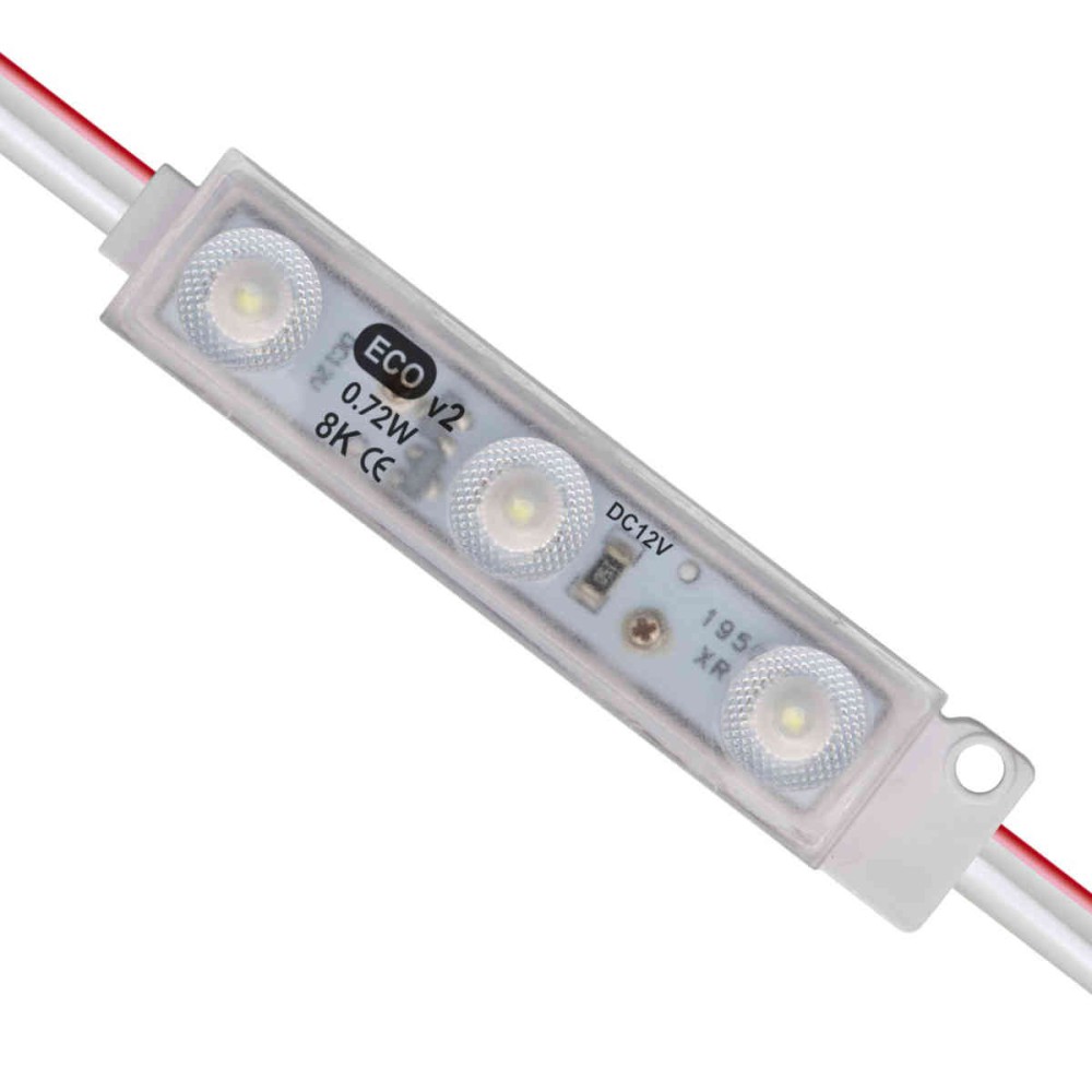 Moduł LED ECO LENS 2835 3-diodowy biały 6500K 0,72W