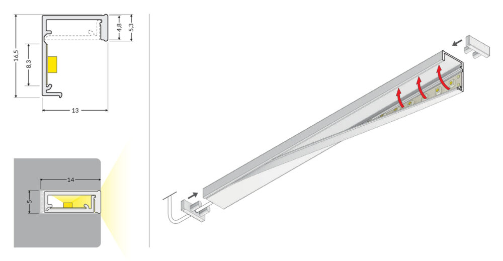 Profil LED SLASH8 Topmet (mleczny, poliwęglanowy) - 3 metry - obrazek 2